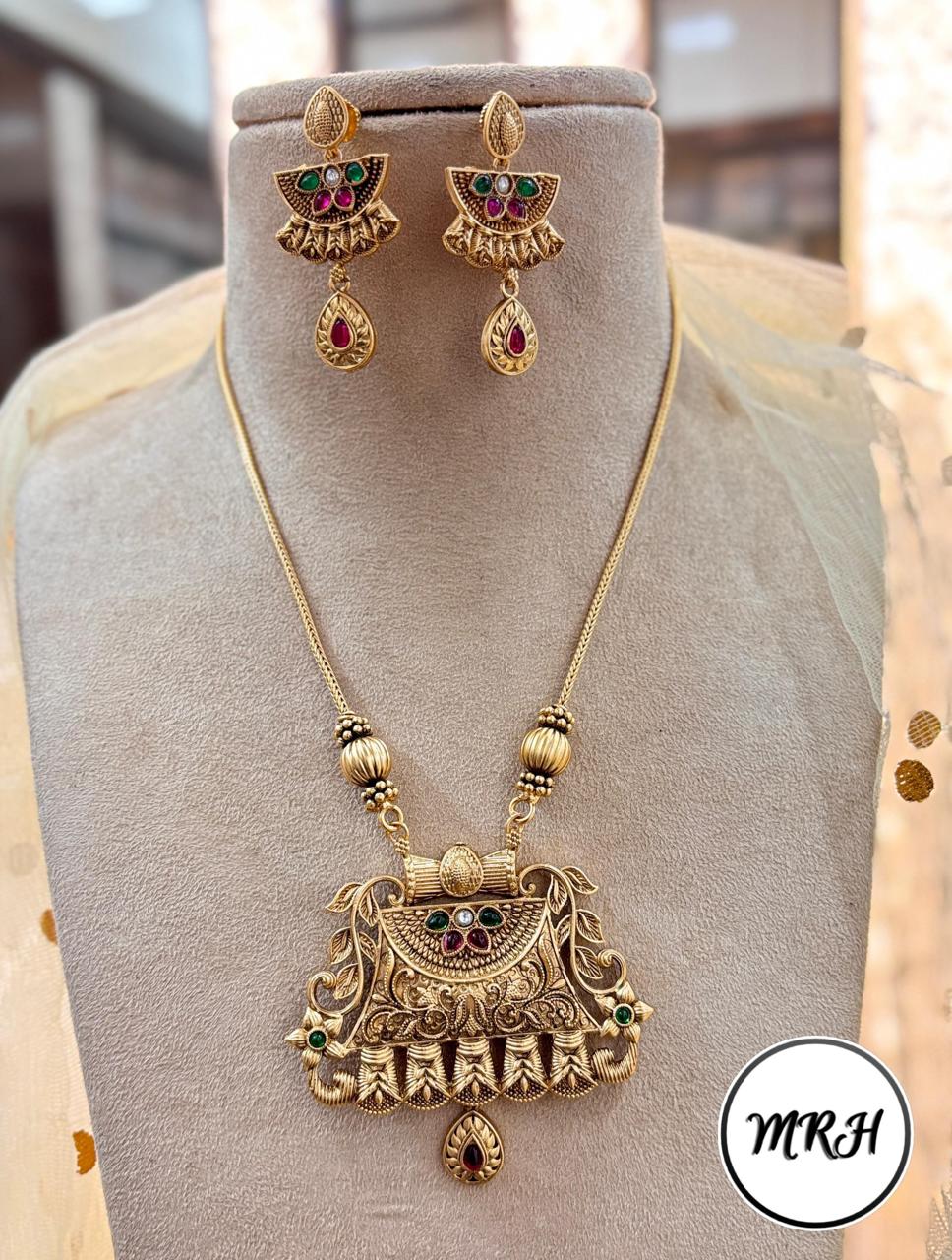 Jewel Addiction Exclusive Pota Stone Long Necklace Set with Ethnic Design and Statement Appeal