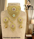Jewel Addiction Traditional Gold Plated Kundan And Pearl Choker Necklace Set With Maangtikka