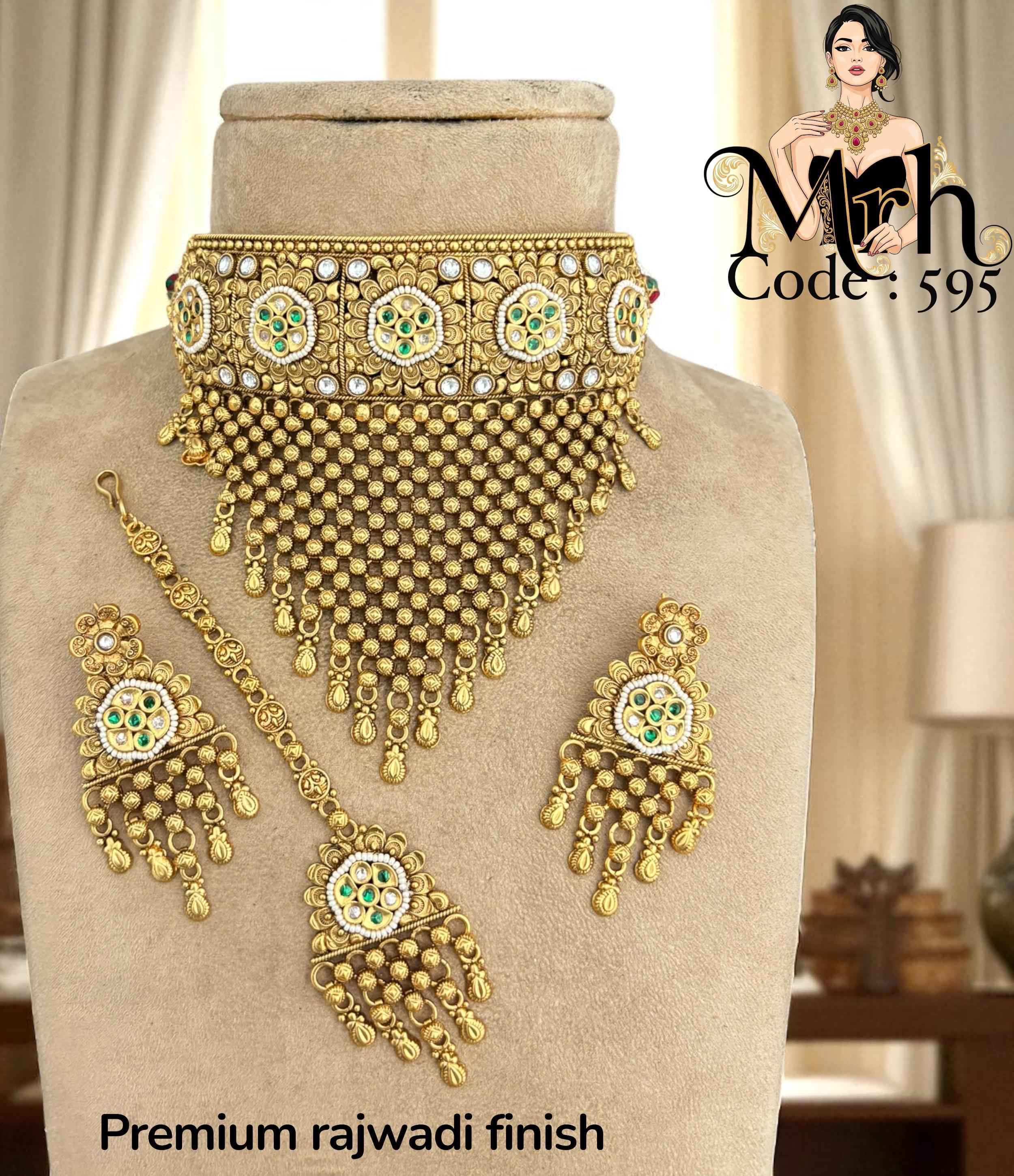 Jewel Addiction Traditional Gold Plated Kundan And Pearl Choker Necklace Set With Maangtikka