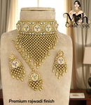 Jewel Addiction Traditional Gold Plated Kundan And Pearl Choker Necklace Set With Maangtikka