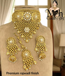 Jewel Addiction Traditional Gold Plated Kundan And Pearl Choker Necklace Set With Maangtikka