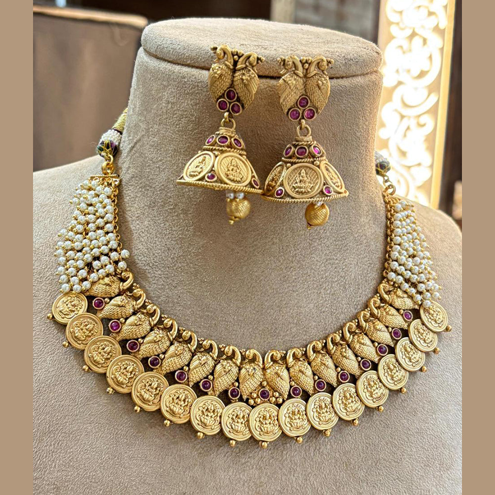 Jewel Addiction Traditional Pota Stone Temple Necklace Set For Traditional And Wedding Wear