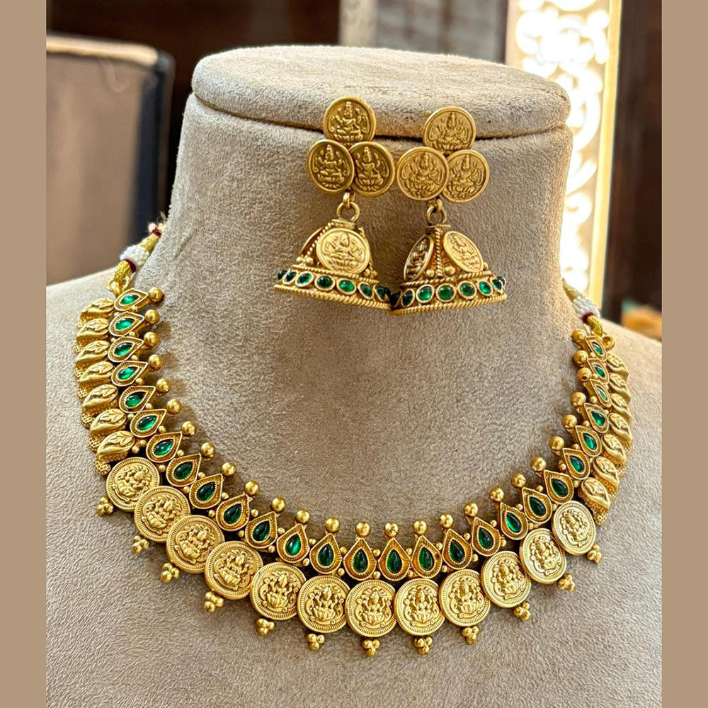Jewel Addiction Traditional Pota Stone Temple Necklace Set For Traditional And Wedding Wear
