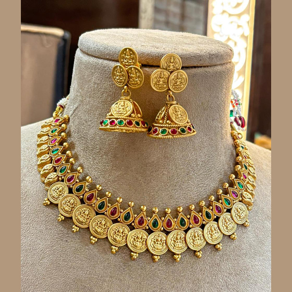 Jewel Addiction Traditional Pota Stone Temple Necklace Set For Traditional And Wedding Wear