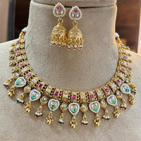 Jewel Addiction Heritage Inspired Meenakari And  Pota Stone Necklace Set