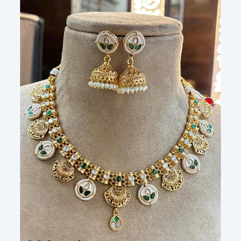 Jewel Addiction Heritage Inspired Meenakari And  Pota Stone Necklace Set