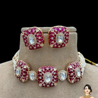 Jewel Addiction Stylish Kundan And Pearl Choker Necklace Set For Special Occassions