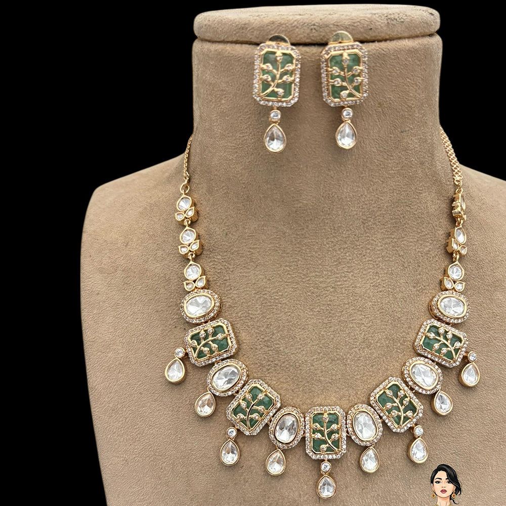 Jewel Addiction Luxury Polki Kundan Necklace Set For Wedding And Festive Wear