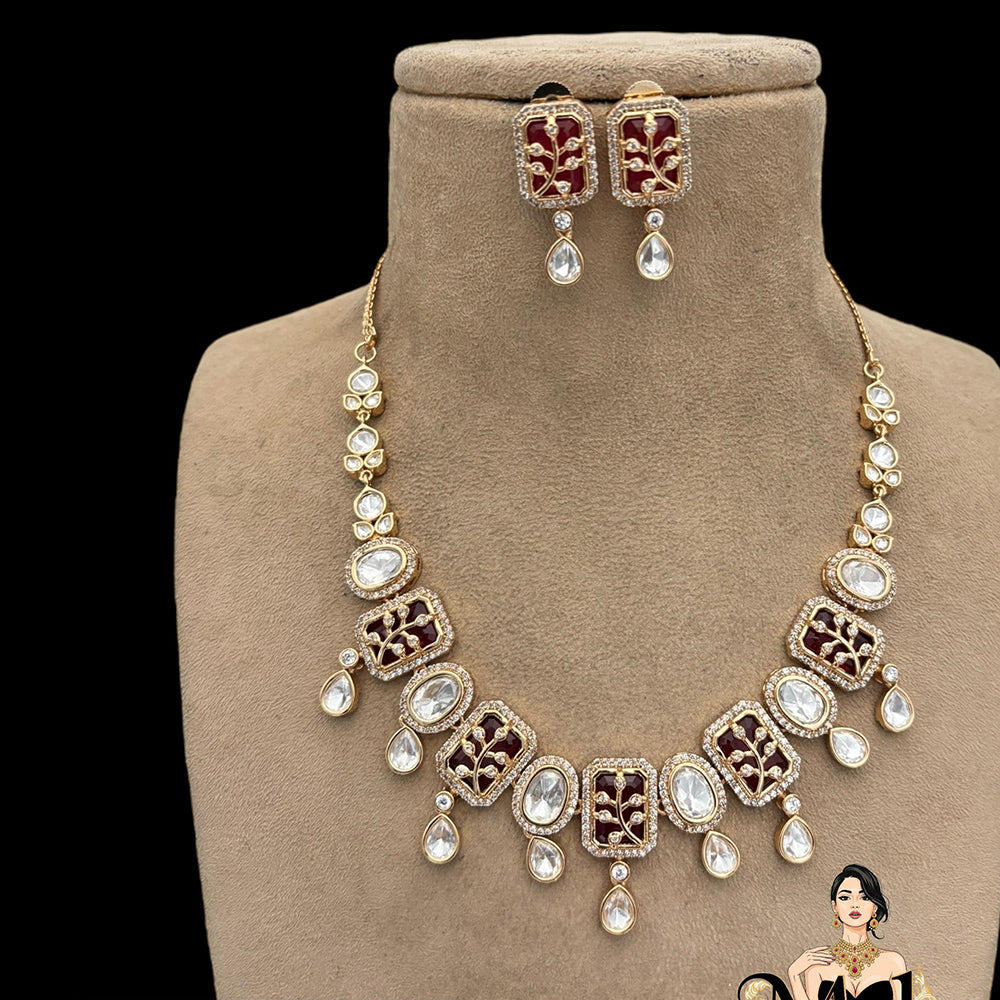 Jewel Addiction Luxury Polki Kundan Necklace Set For Wedding And Festive Wear