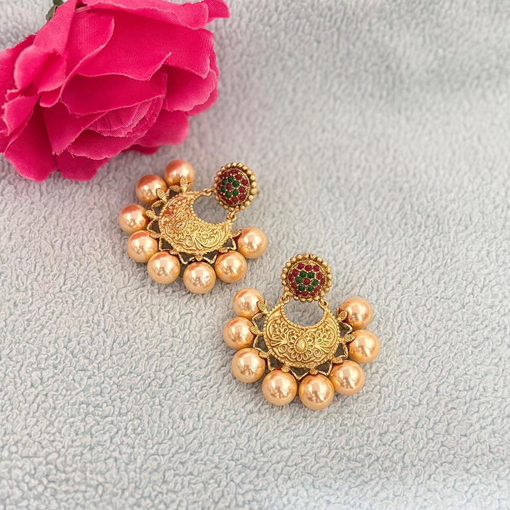 Jewel Addiction Royal Bloom Pota Stone And Pearl Fusion Dangler Earrings