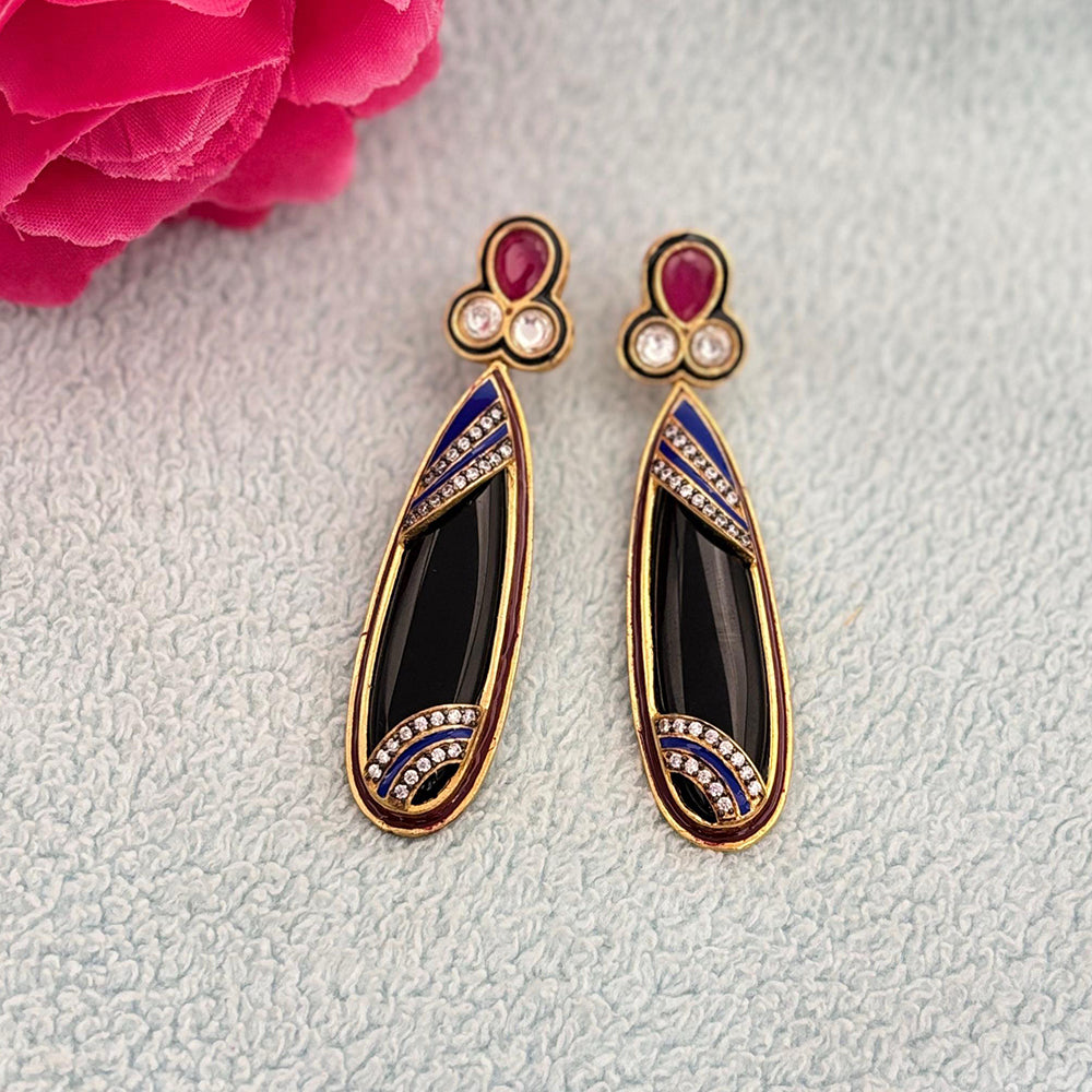 Jewel Addiction Ethnic Glow Pota And Austrain Stone Designer Dangler Earrings