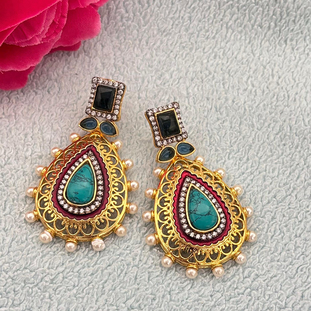 Jewel Addiction Ethnic Glow Pota And Austrain Stone Designer Dangler Earrings