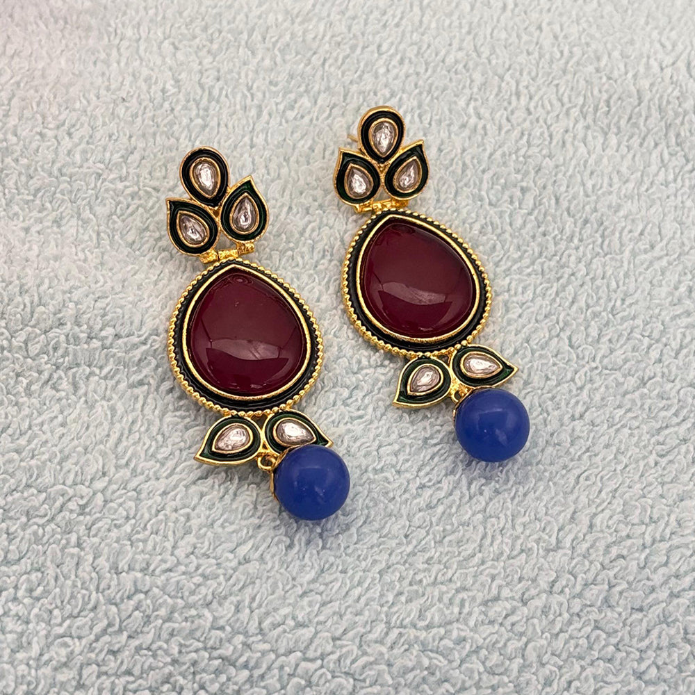 Jewel Addiction Royal Spark Pota And Crystal Stone Ethnic Glam Dangler Earrings