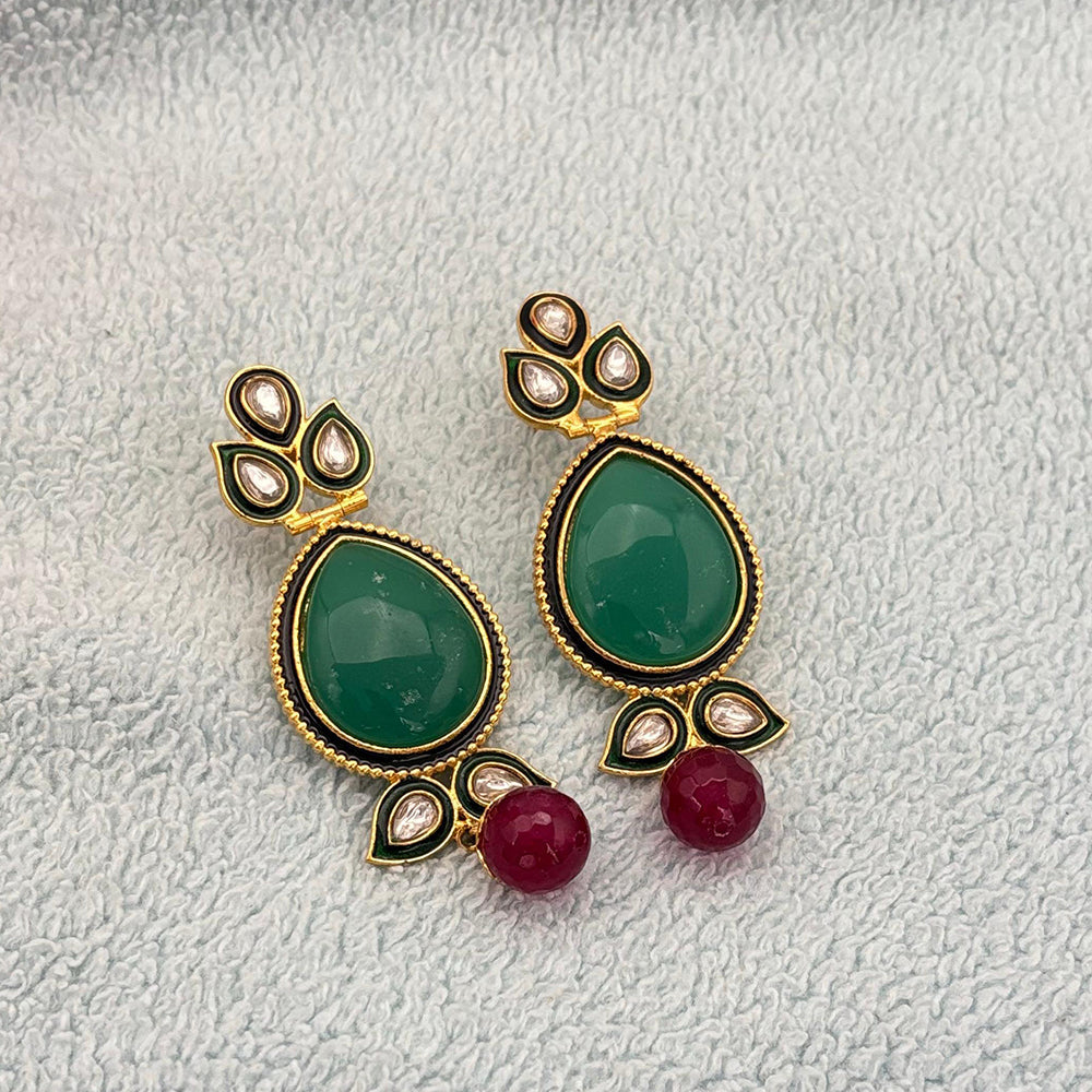 Jewel Addiction Royal Spark Pota And Crystal Stone Ethnic Glam Dangler Earrings