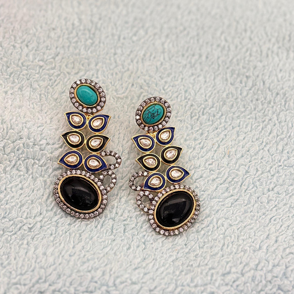 Jewel Addiction Royal Spark Pota And Austrain Stone Ethnic Glam Dangler Earrings