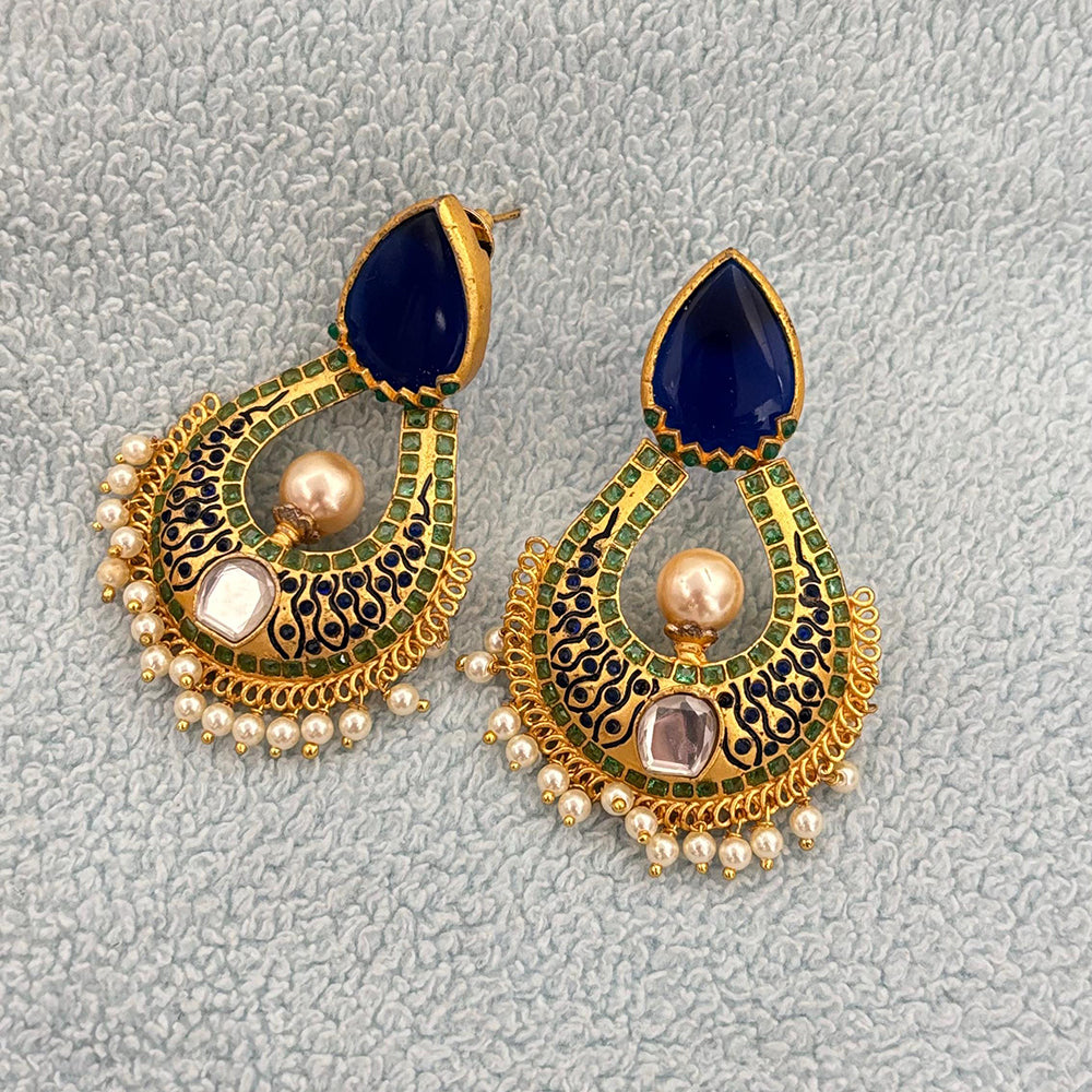 Jewel Addiction Royal Bloom Pota Stone And Pearl Fusion Dangler Earrings