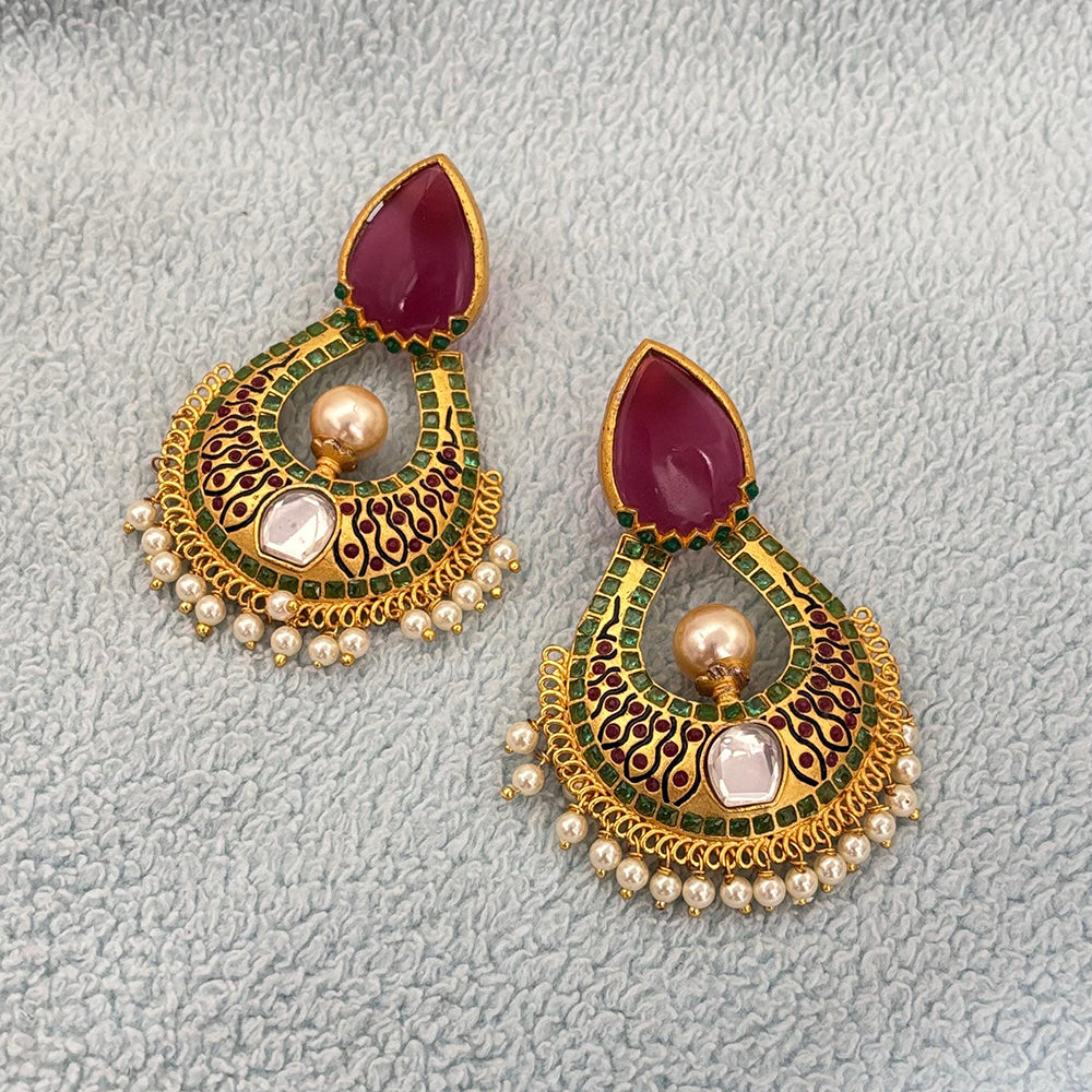 Jewel Addiction Royal Bloom Pota Stone And Pearl Fusion Dangler Earrings
