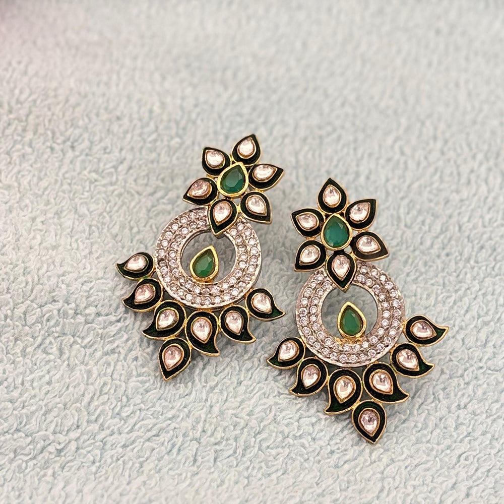 Jewel Addiction Royal Spark Pota And Austrain Stone Ethnic Glam Dangler Earrings