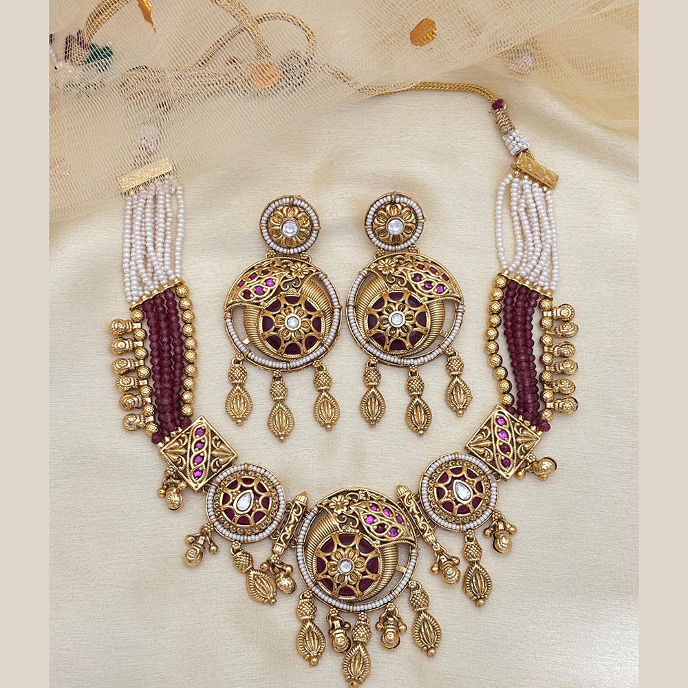 Jewel Addiction Timeless Royal Kundan And Pearl Necklace Set
