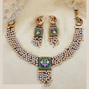 Jewel Addiction Traditional White Perl Necklace Set With Peacock Features