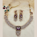 Jewel Addiction Traditional White Perl Necklace Set With Peacock Features