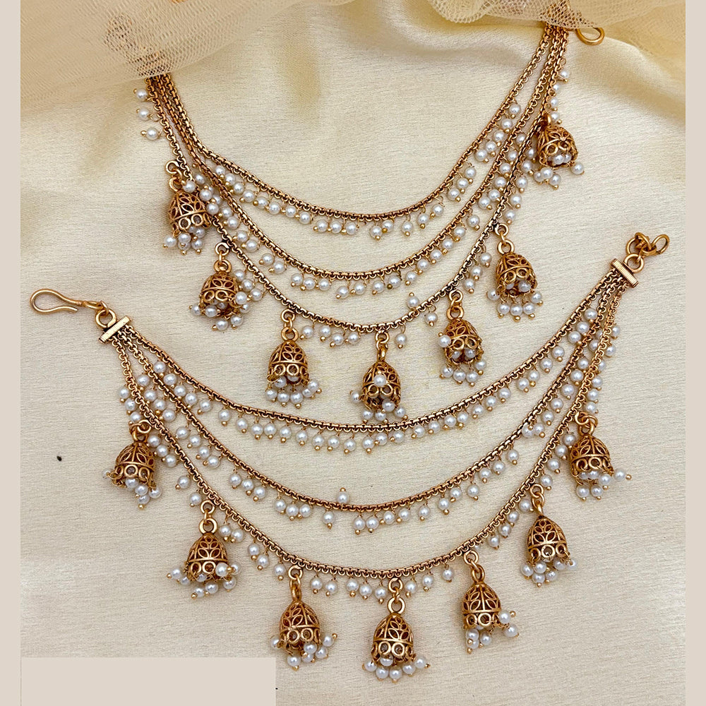 Jewel Addiction Traditional Copper Finish Pearl Multi Layer Kan Chain