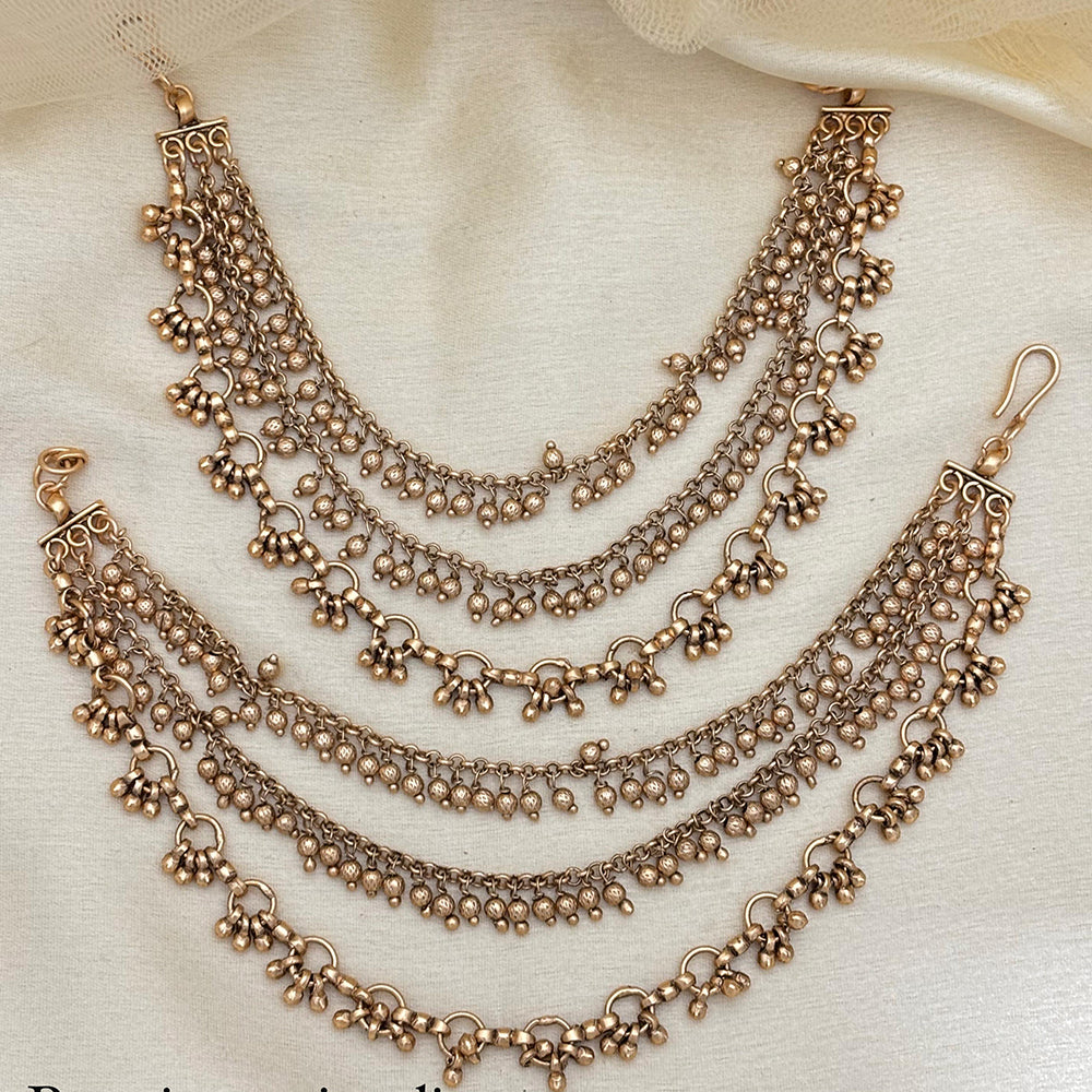 Jewel Addiction Traditional Copper Finish  Multi Layer Kan Chain  Earrings