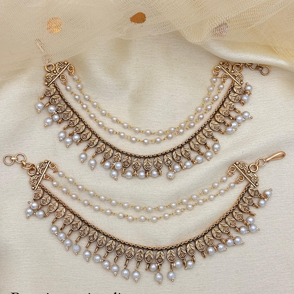 Jewel Addiction Traditional Copper Finish Pearl Multi Layer Kan Chain