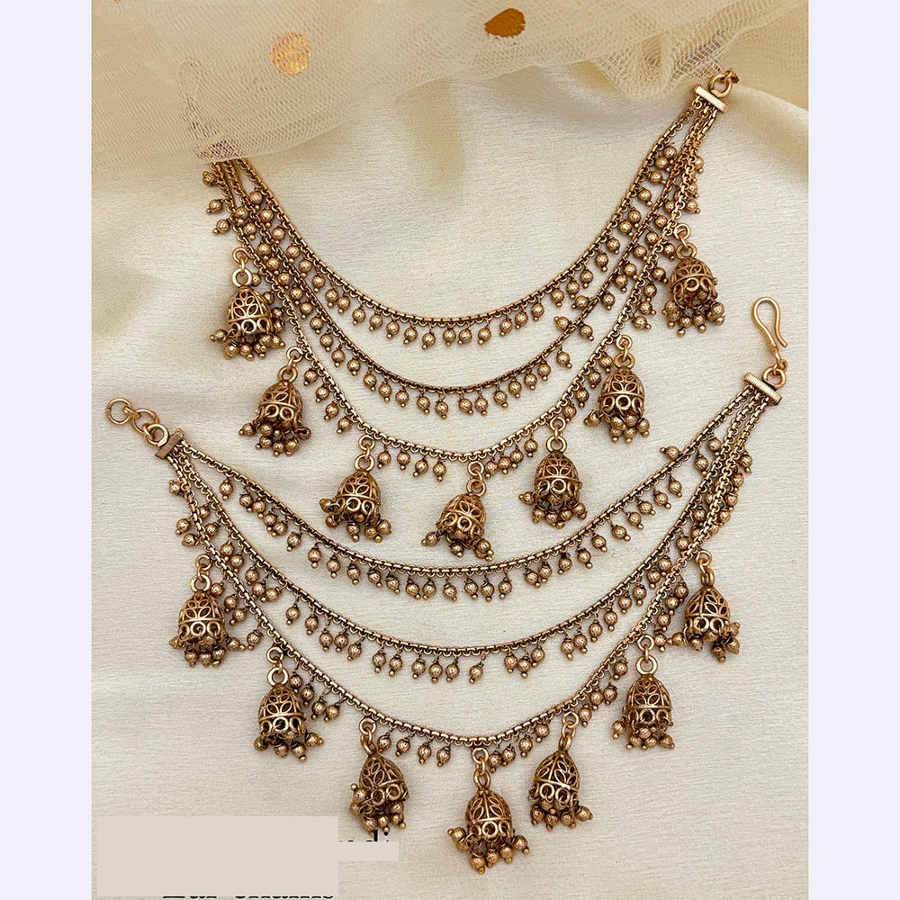 Jewel Addiction Traditional Copper Finish  Multi Layer Kan Chain  Earrings