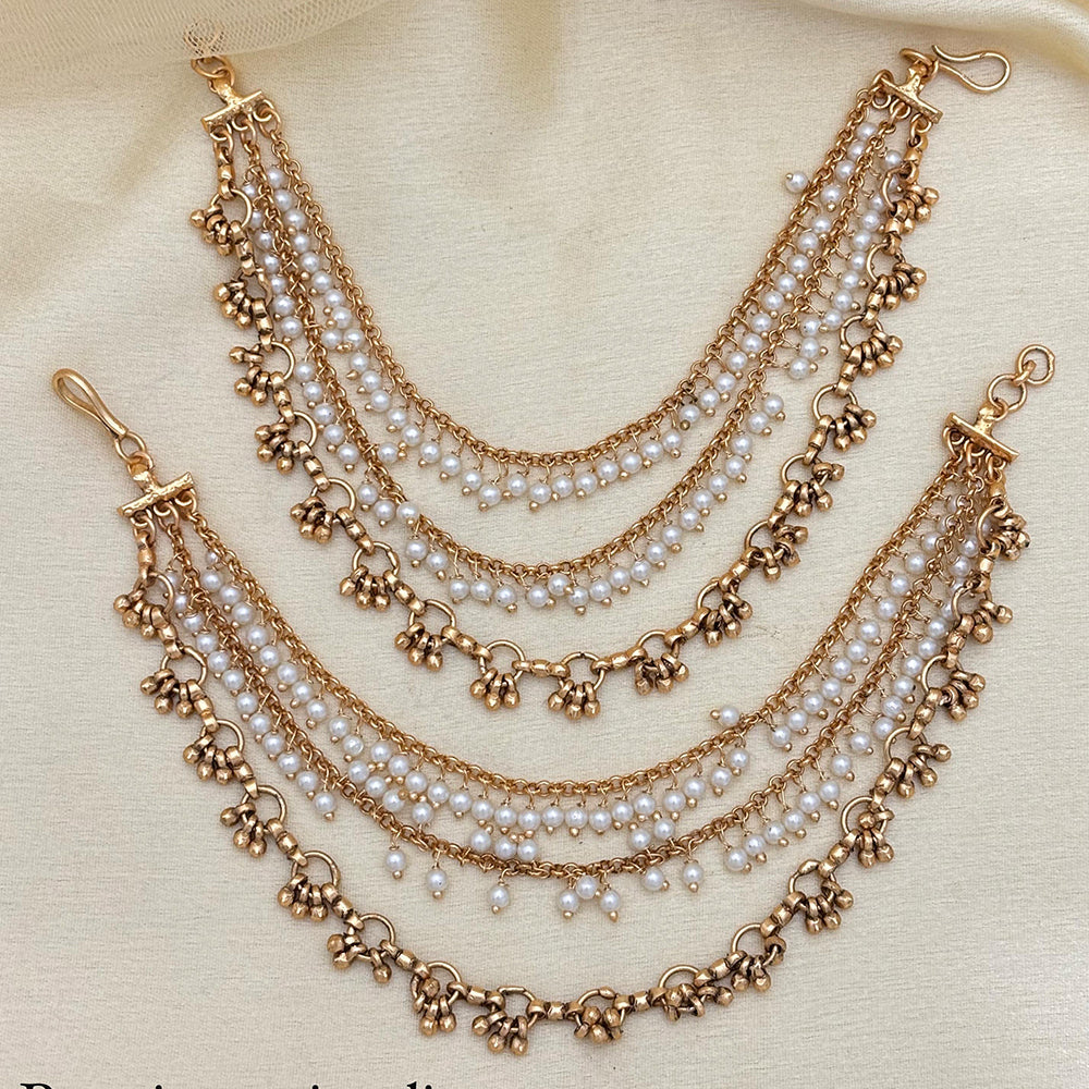Jewel Addiction Traditional Copper Finish  Multi Layer Kan Chain  Earrings