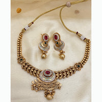 Jewel Addiction Elegant Crystal Stone Necklace Set With Meenakari work Party and Wedding Wear