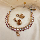 Jewel Addiction Elegant Crystal Stone Necklace Set With Meenakari work Party and Wedding Wear