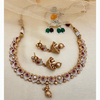 Jewel Addiction Elegant Crystal Stone Necklace Set With Meenakari work Party and Wedding Wear