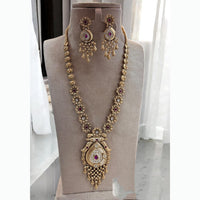 Jewel Addiction Ethnic Pota Stones Long Necklace Set for Party and wedding Outfits