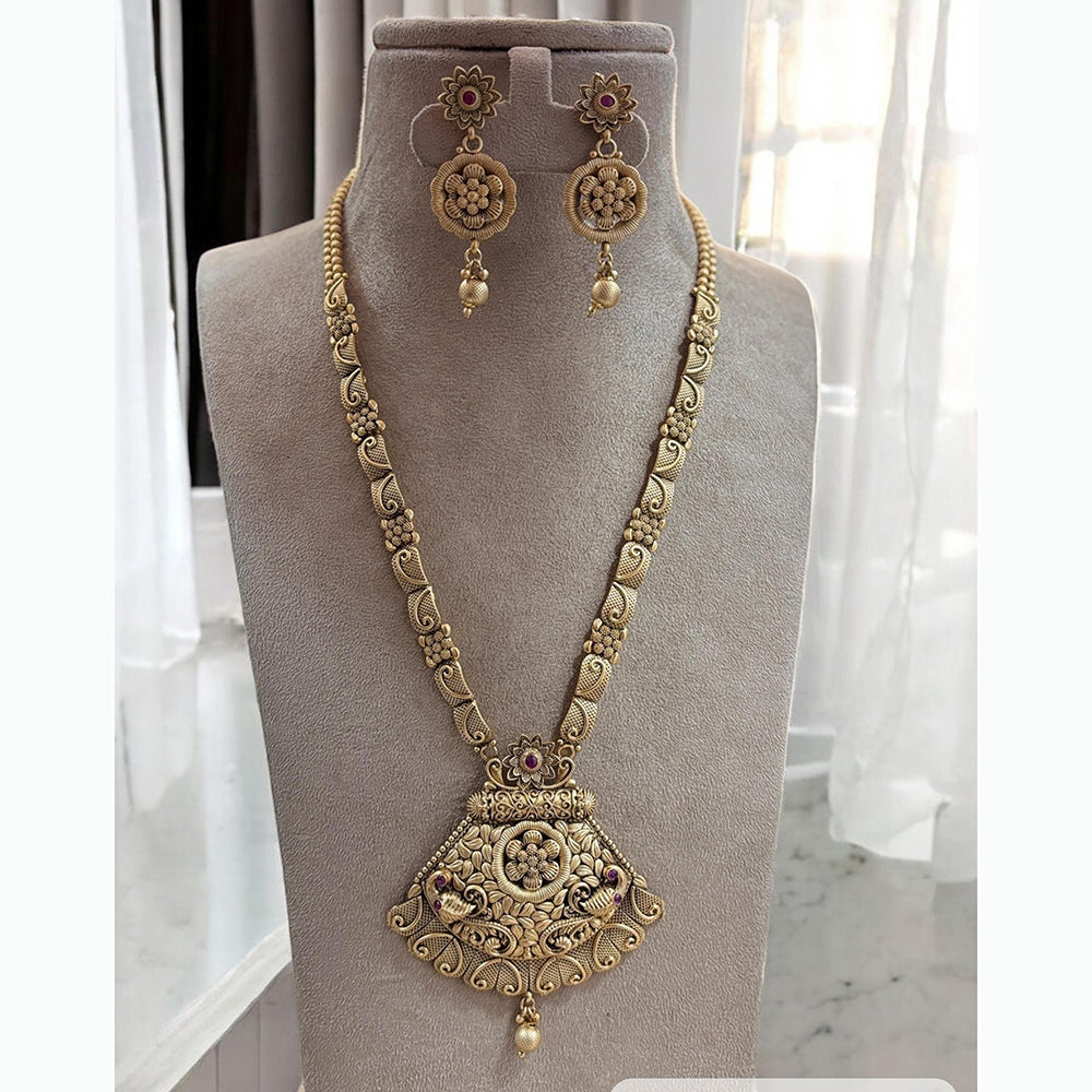 Jewel Addiction Ethnic Pota Stones Long Necklace Set for Party and wedding Outfits