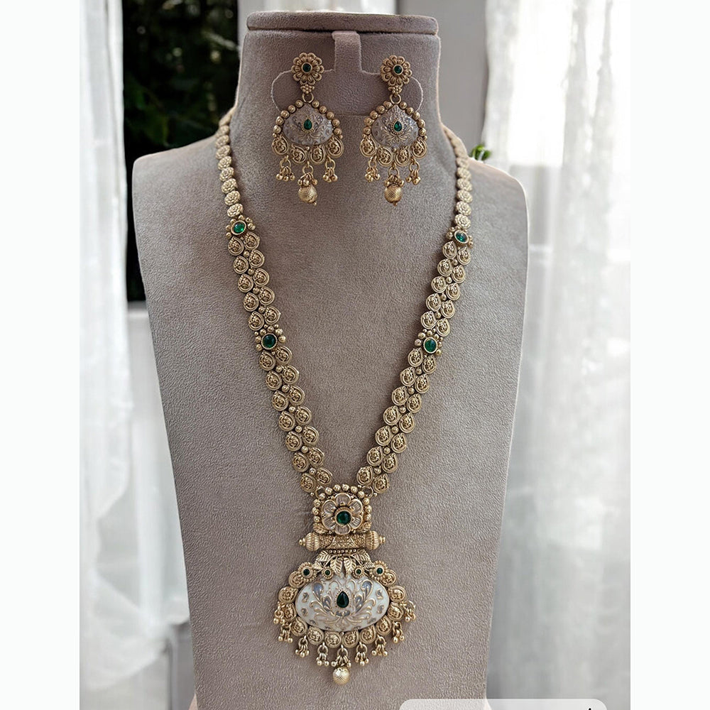 Jewel Addiction Ethnic Pota Stones Long Necklace Set for Party and wedding Outfits