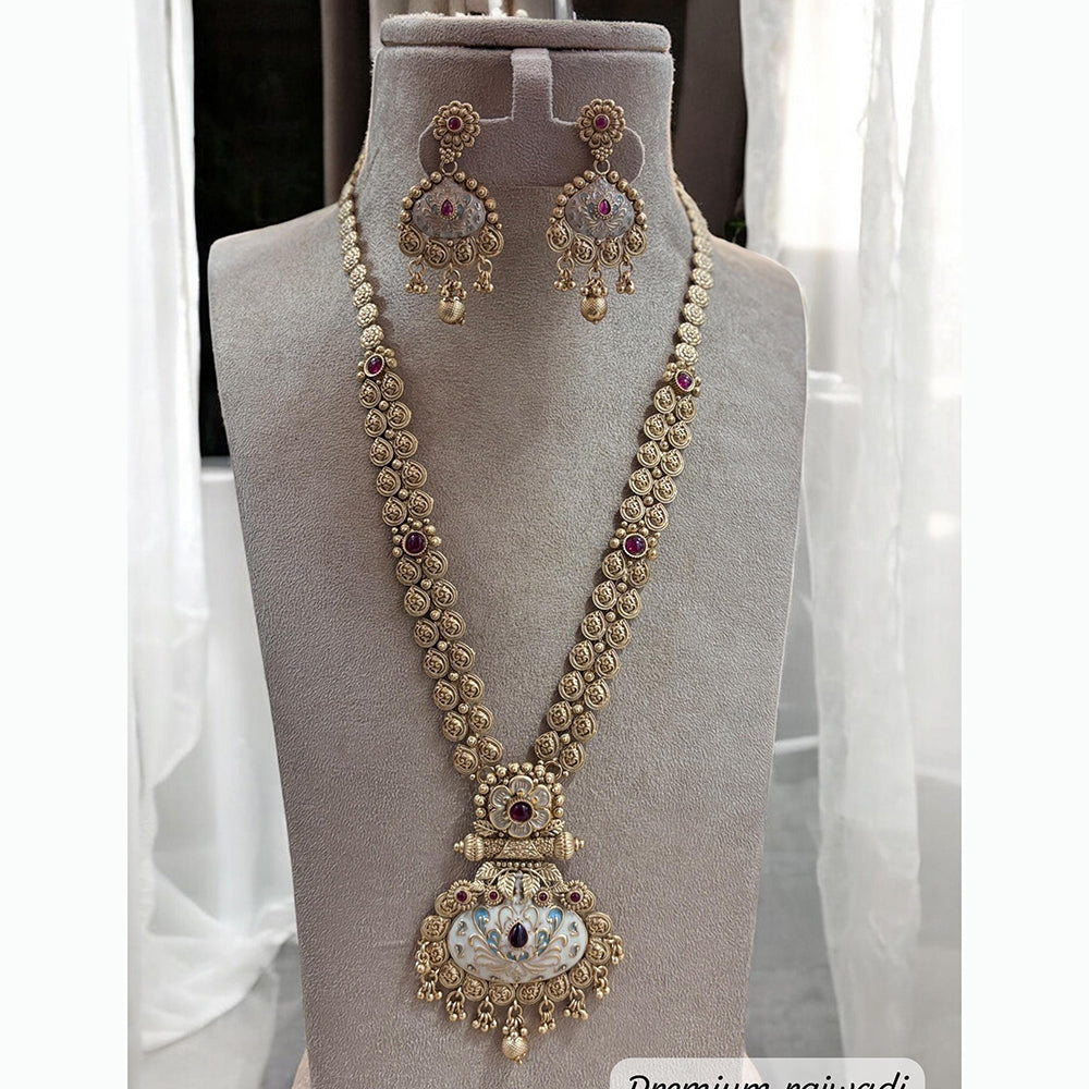 Jewel Addiction Ethnic Pota Stones Long Necklace Set for Party and wedding Outfits