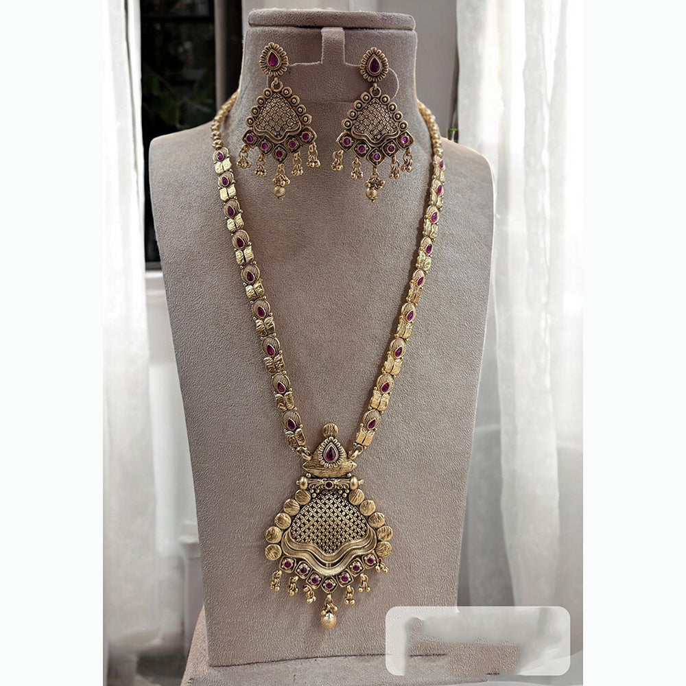 Jewel Addiction Ethnic Pota Stones Long Necklace Set for Party and wedding Outfits