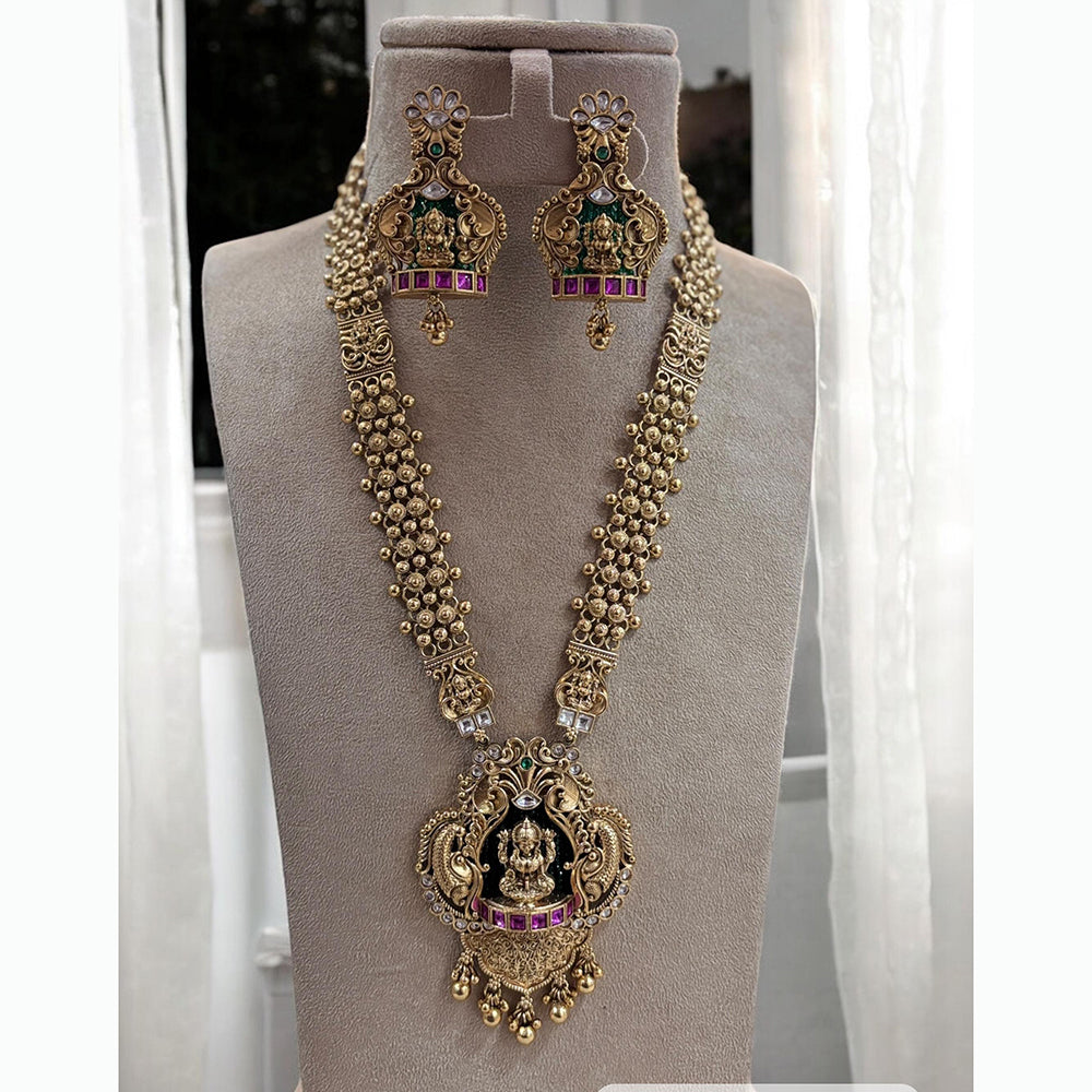 Jewel Addiction Intricate Temple Necklace Set with Goddess Design for Special Events