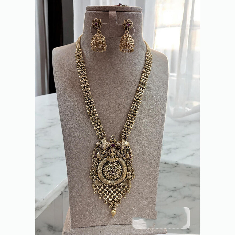 Jewel Addiction Intricate Temple Necklace Set with Goddess Design for Special Events