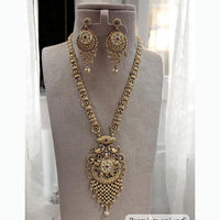 Jewel Addiction Ethnic Pota Stones Long Necklace Set for Party and wedding Outfits