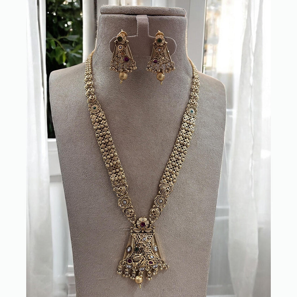 Jewel Addiction Ethnic Pota Stones Long Necklace Set for Party and wedding Outfits