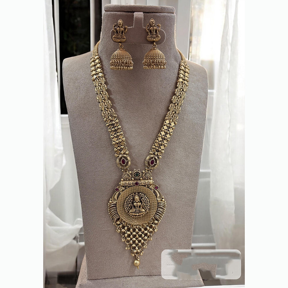 Jewel Addiction Intricate Temple Necklace Set with Goddess Design for Special Events
