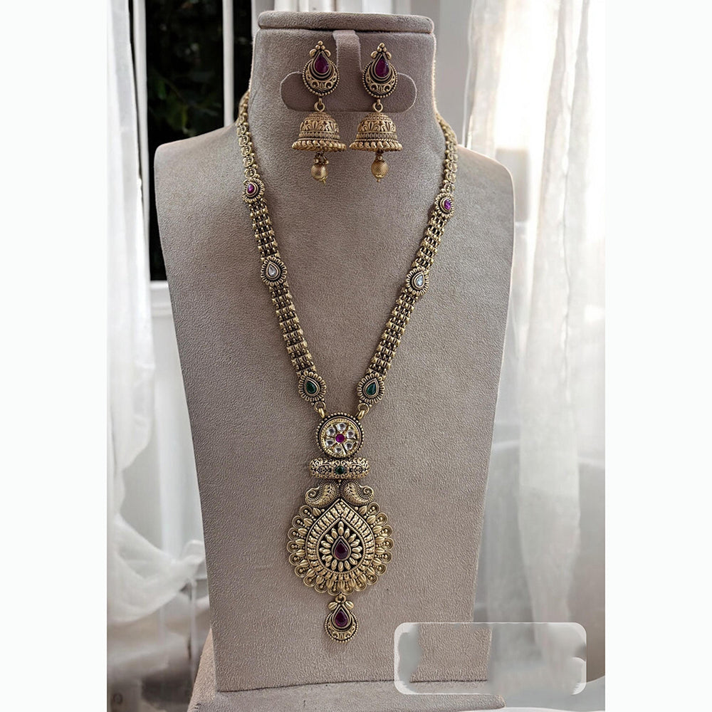 Jewel Addiction Ethnic Pota Stones Long Necklace Set for Party and wedding Outfits