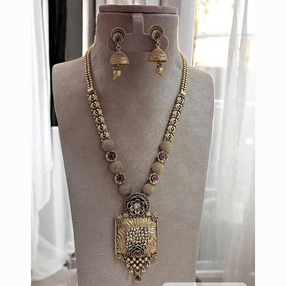 Jewel Addiction Ethnic Pota Stones Long Necklace Set for Party and wedding Outfits