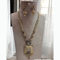 Jewel Addiction Ethnic Pota Stones Long Necklace Set for Party and wedding Outfits