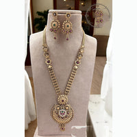 Jewel Addiction Enthic Gold Plated Pearl Long Necklace Set For Wedding Occassions