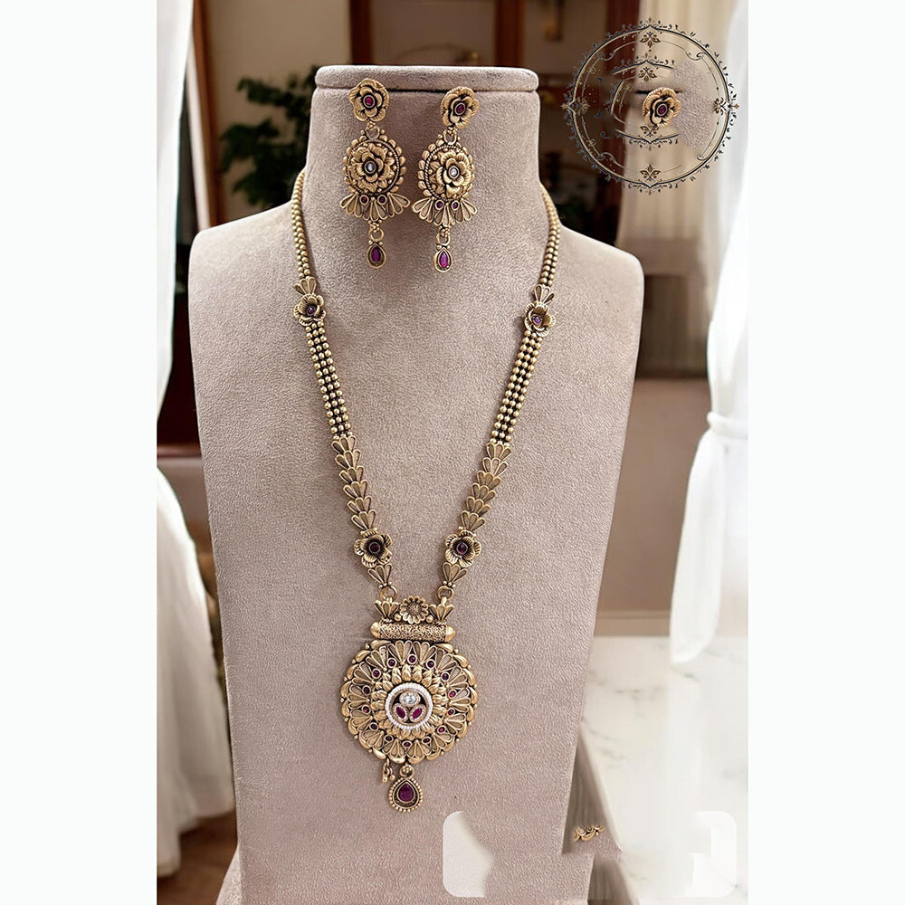 Jewel Addiction Enthic Gold Plated Pearl Long Necklace Set For Wedding Occassions