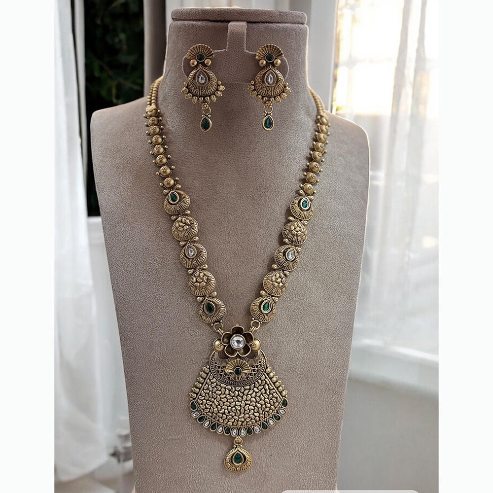 Jewel Addiction Ethnic Pota Stones Long Necklace Set for Party and wedding Outfits