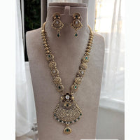 Jewel Addiction Ethnic Pota Stones Long Necklace Set for Party and wedding Outfits
